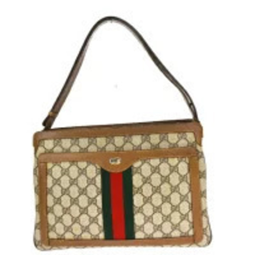 Gucci Sherry Shoulder Bag Interlocking GG Brown Green Red Leather